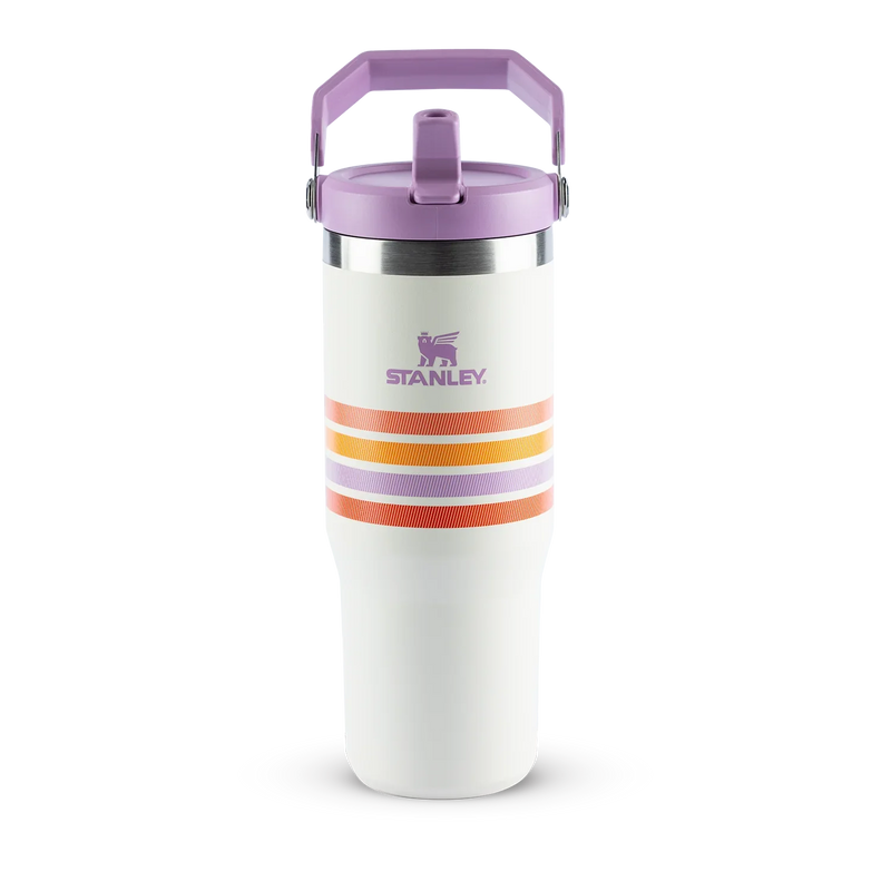Tumbler Térmico Flip Straw Varsity Cream Lilac Stripes | 887ml