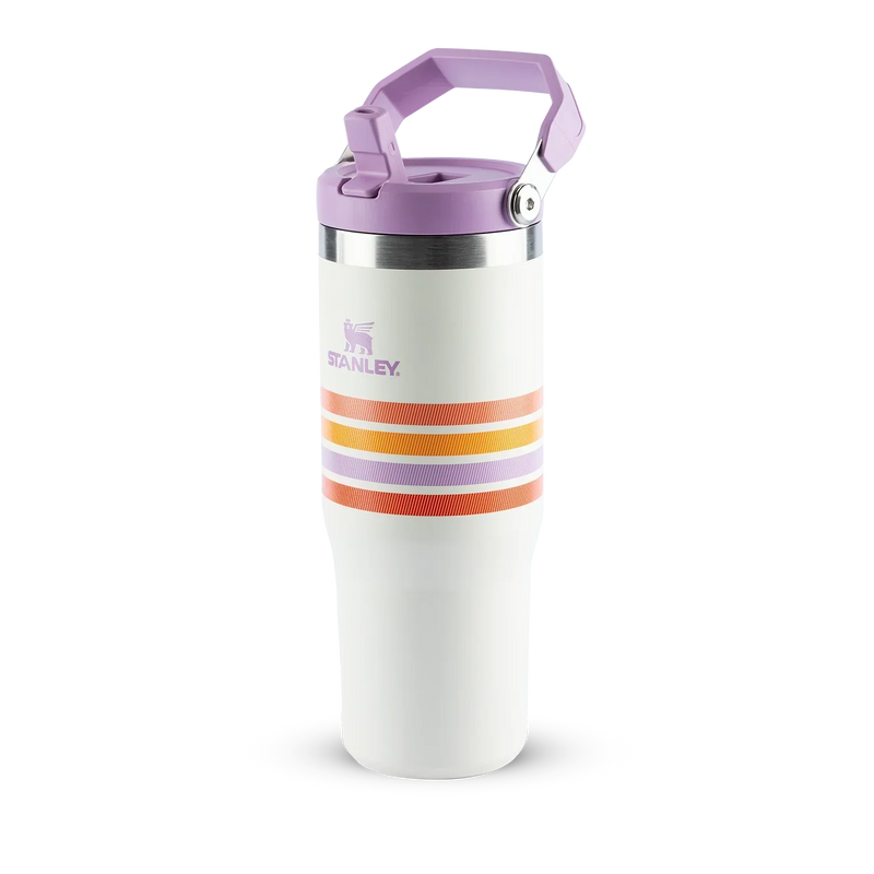 Tumbler Térmico Flip Straw Varsity Cream Lilac Stripes | 887ml